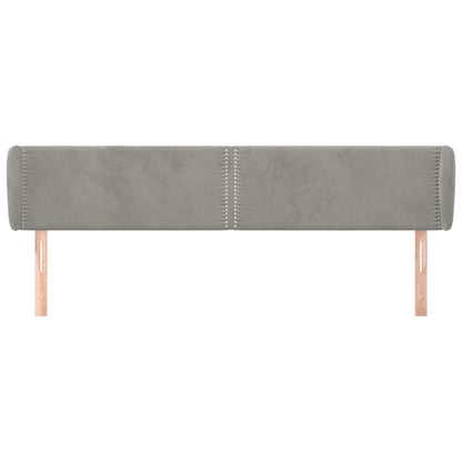vidaXL Kopfteil mit Ohren Hellgrau 203x23x78/88 cm Samt