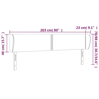 vidaXL Kopfteil mit Ohren Hellgrau 203x23x78/88 cm Samt