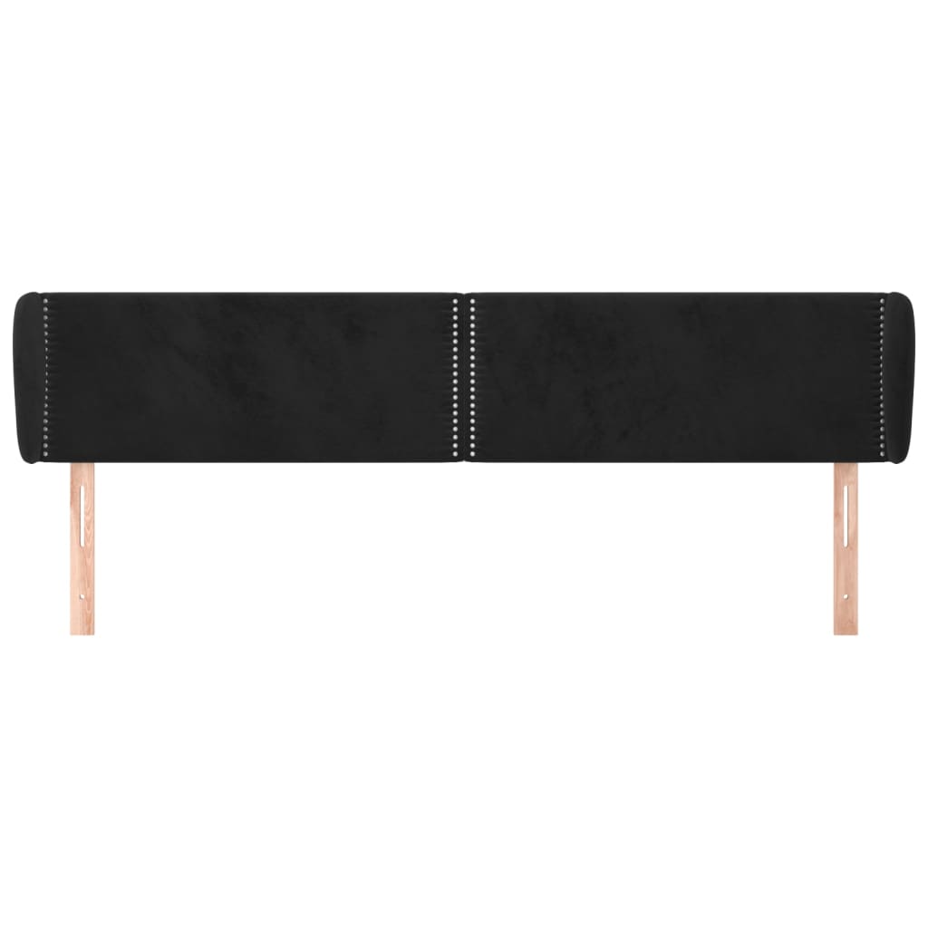 vidaXL Kopfteil mit Ohren Schwarz 203x23x78/88 cm Samt