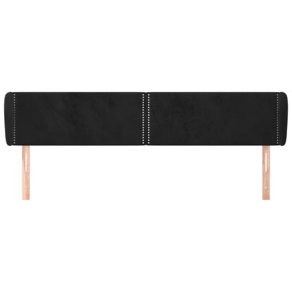vidaXL Kopfteil mit Ohren Schwarz 203x23x78/88 cm Samt