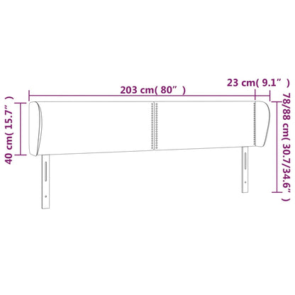 vidaXL Kopfteil mit Ohren Schwarz 203x23x78/88 cm Samt