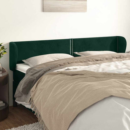 vidaXL Kopfteil mit Ohren Dunkelgrün 203x23x78/88 cm Samt