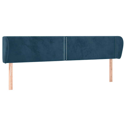 vidaXL Kopfteil mit Ohren Dunkelblau 203x23x78/88 cm Samt