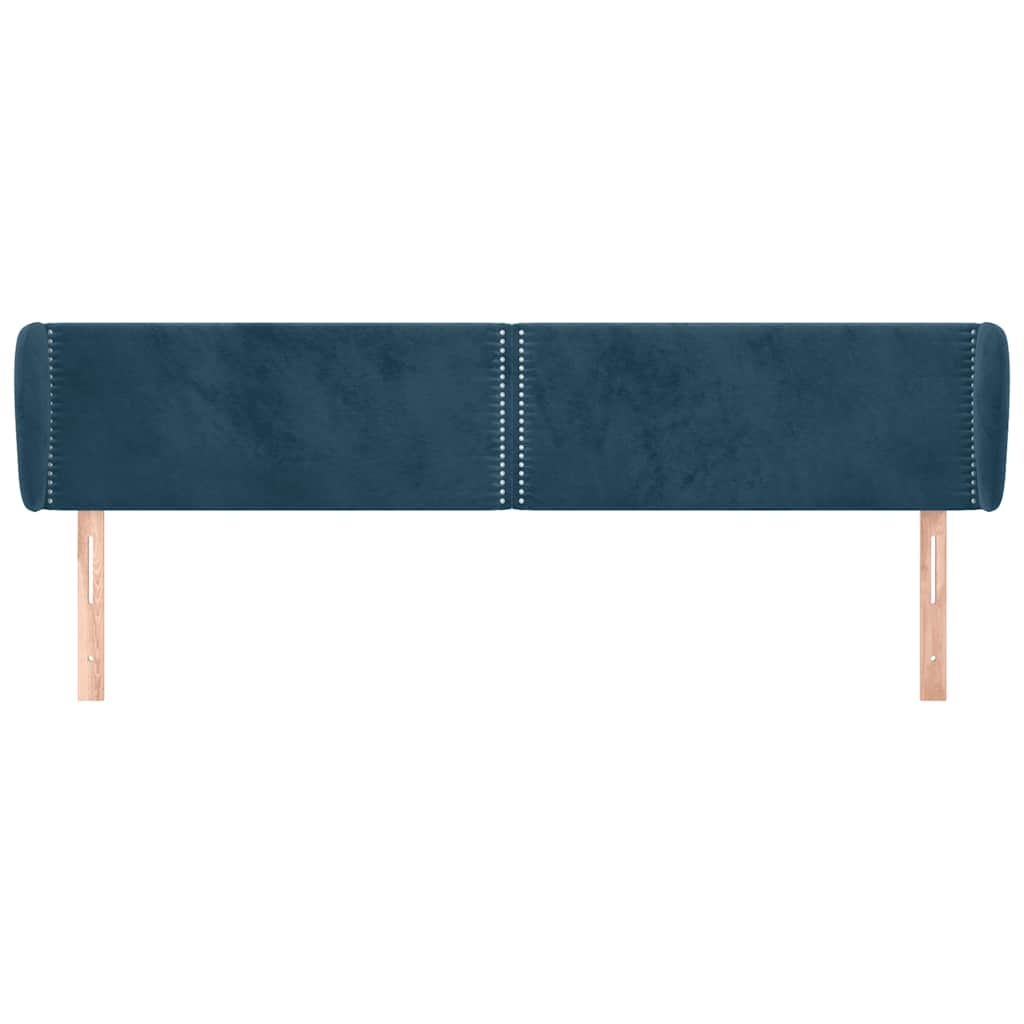 vidaXL Kopfteil mit Ohren Dunkelblau 203x23x78/88 cm Samt