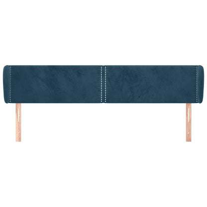 vidaXL Kopfteil mit Ohren Dunkelblau 203x23x78/88 cm Samt