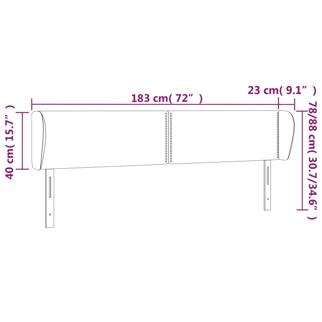 vidaXL Kopfteil mit Ohren Weiß 183x23x78/88 cm Kunstleder