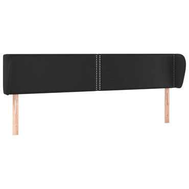 vidaXL Kopfteil mit Ohren Schwarz 203x23x78/88 cm Kunstleder