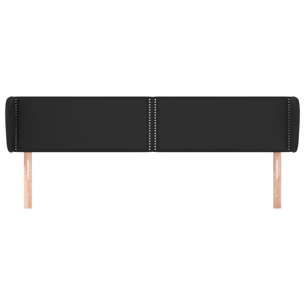 vidaXL Kopfteil mit Ohren Schwarz 203x23x78/88 cm Kunstleder