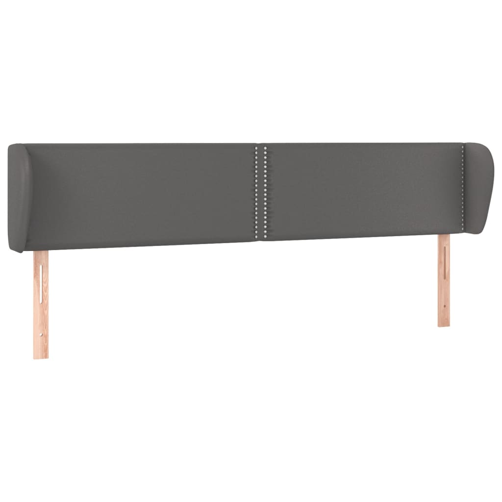 vidaXL Kopfteil mit Ohren Grau 203x23x78/88 cm Kunstleder