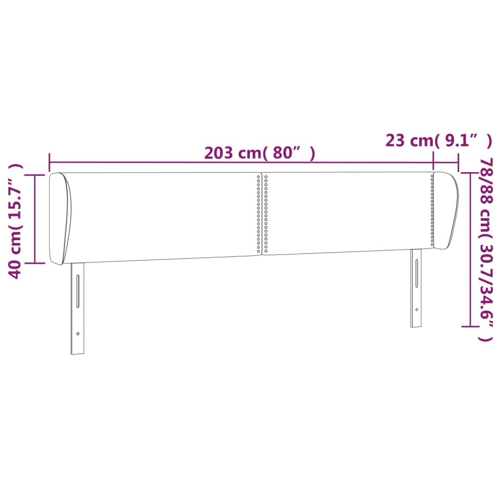 vidaXL Kopfteil mit Ohren Grau 203x23x78/88 cm Kunstleder