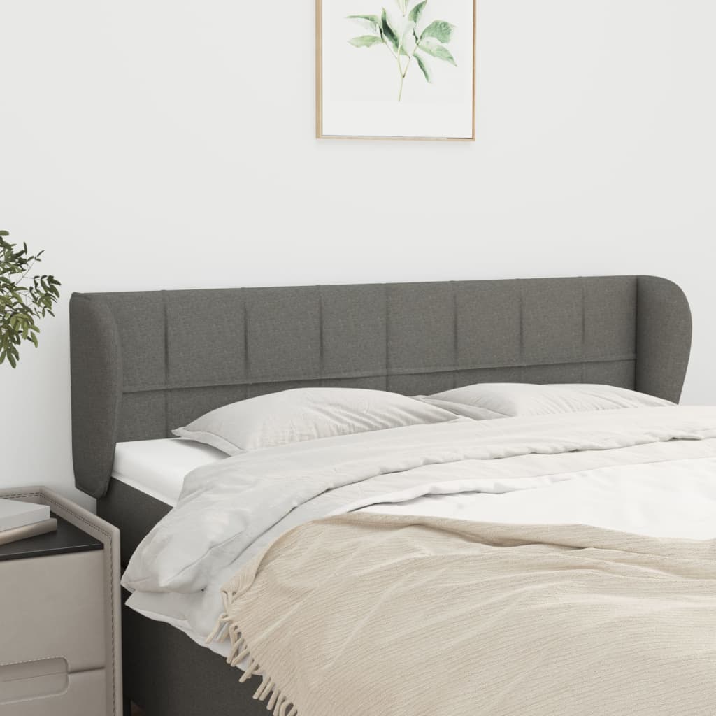 vidaXL Kopfteil mit Ohren Dunkelgrau 147x23x78/88 cm Stoff