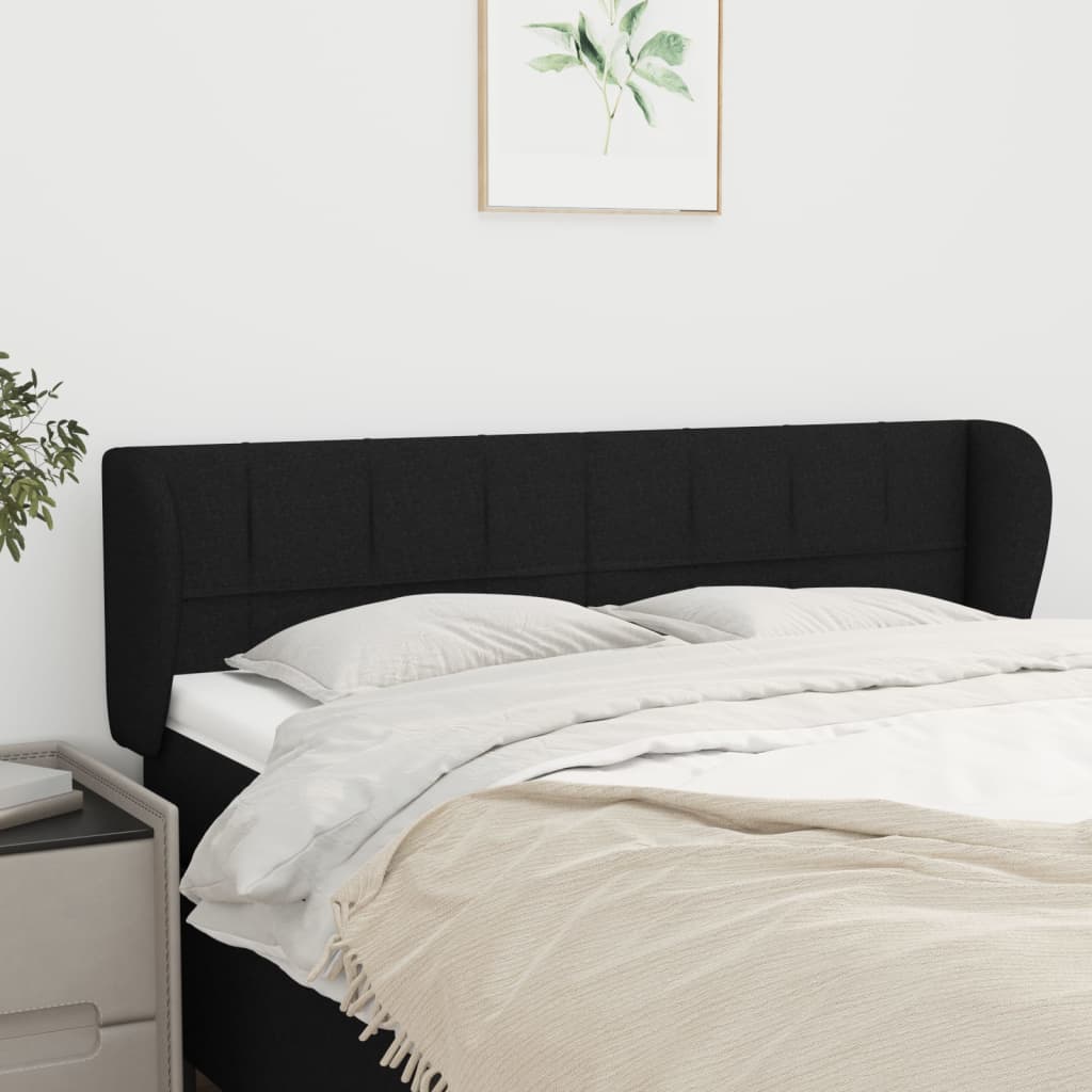 vidaXL Kopfteil mit Ohren Schwarz 147x23x78/88 cm Stoff