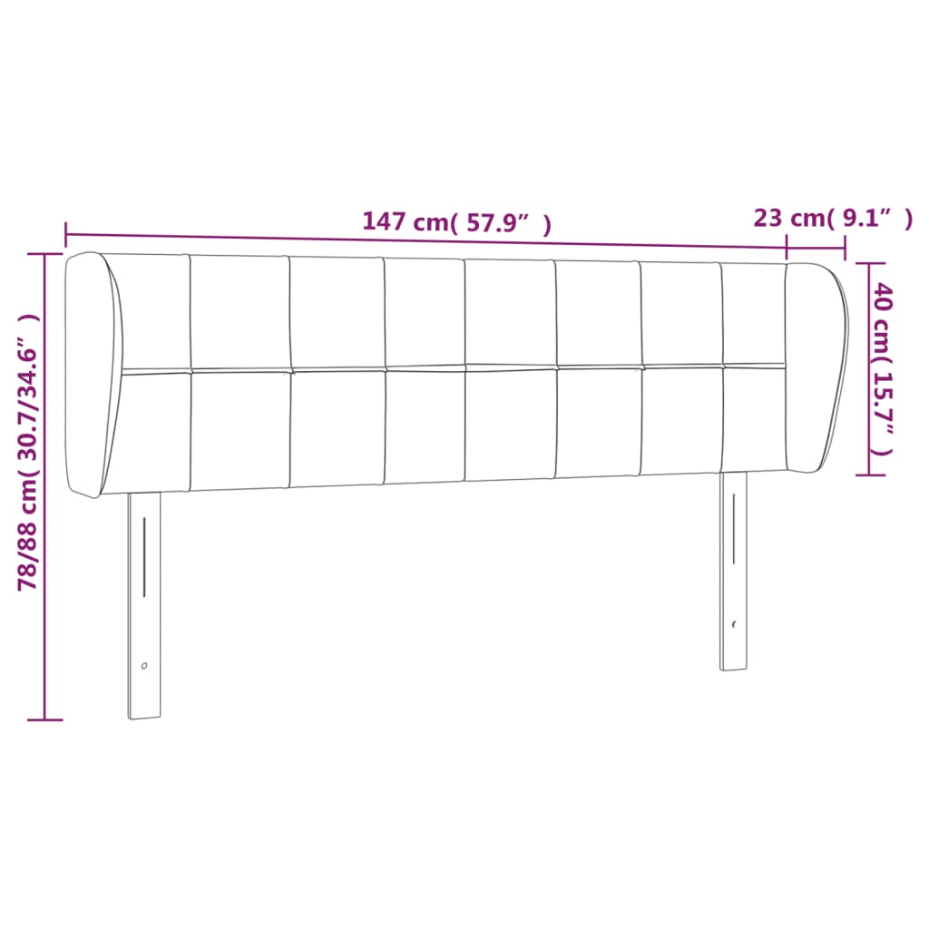 vidaXL Kopfteil mit Ohren Blau 147x23x78/88 cm Stoff