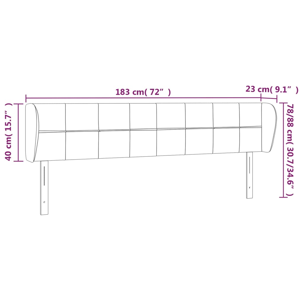 vidaXL Kopfteil mit Ohren Dunkelgrau 183x23x78/88 cm Stoff