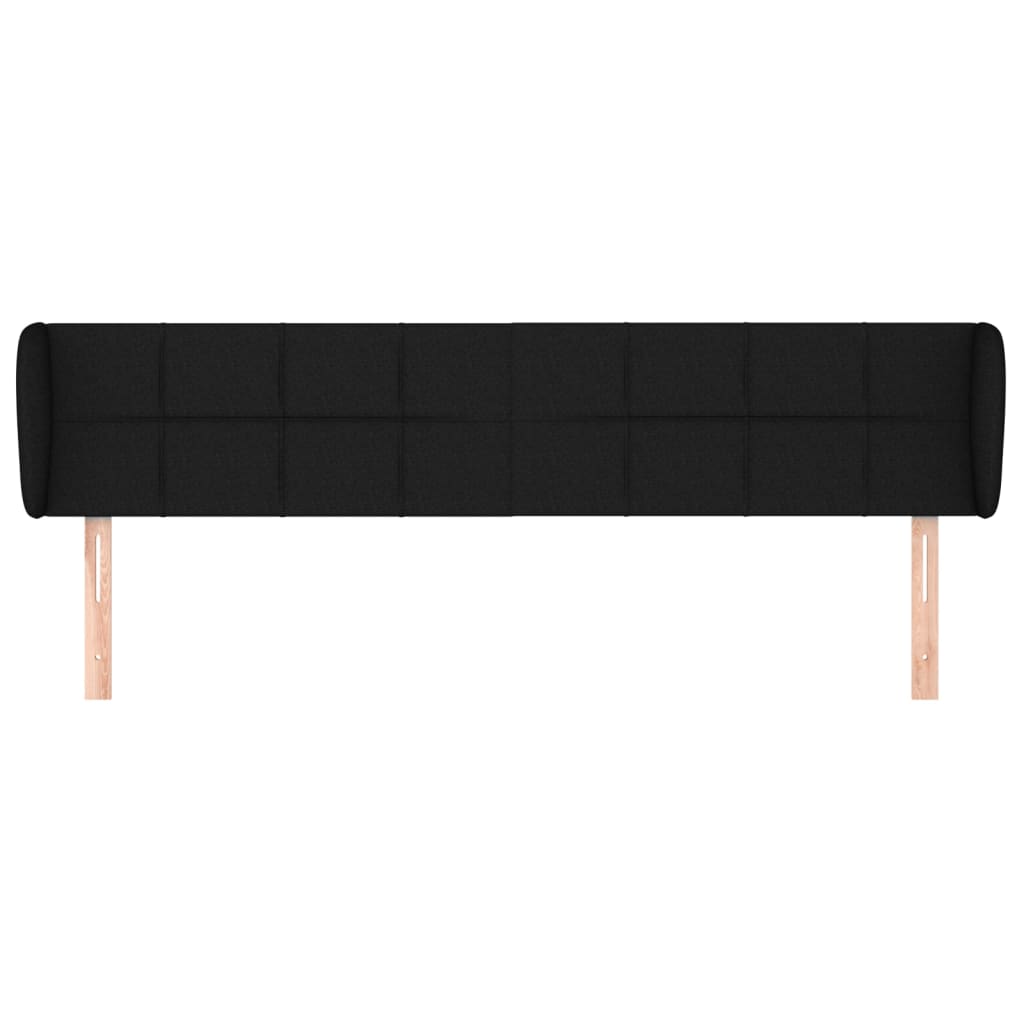 vidaXL Kopfteil mit Ohren Schwarz 183x23x78/88 cm Stoff