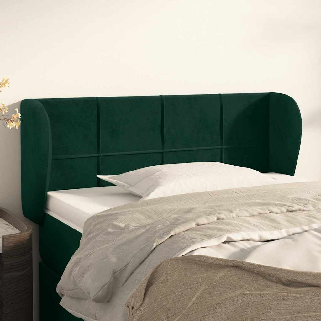 vidaXL Kopfteil mit Ohren Dunkelgrün 103x23x78/88 cm Samt