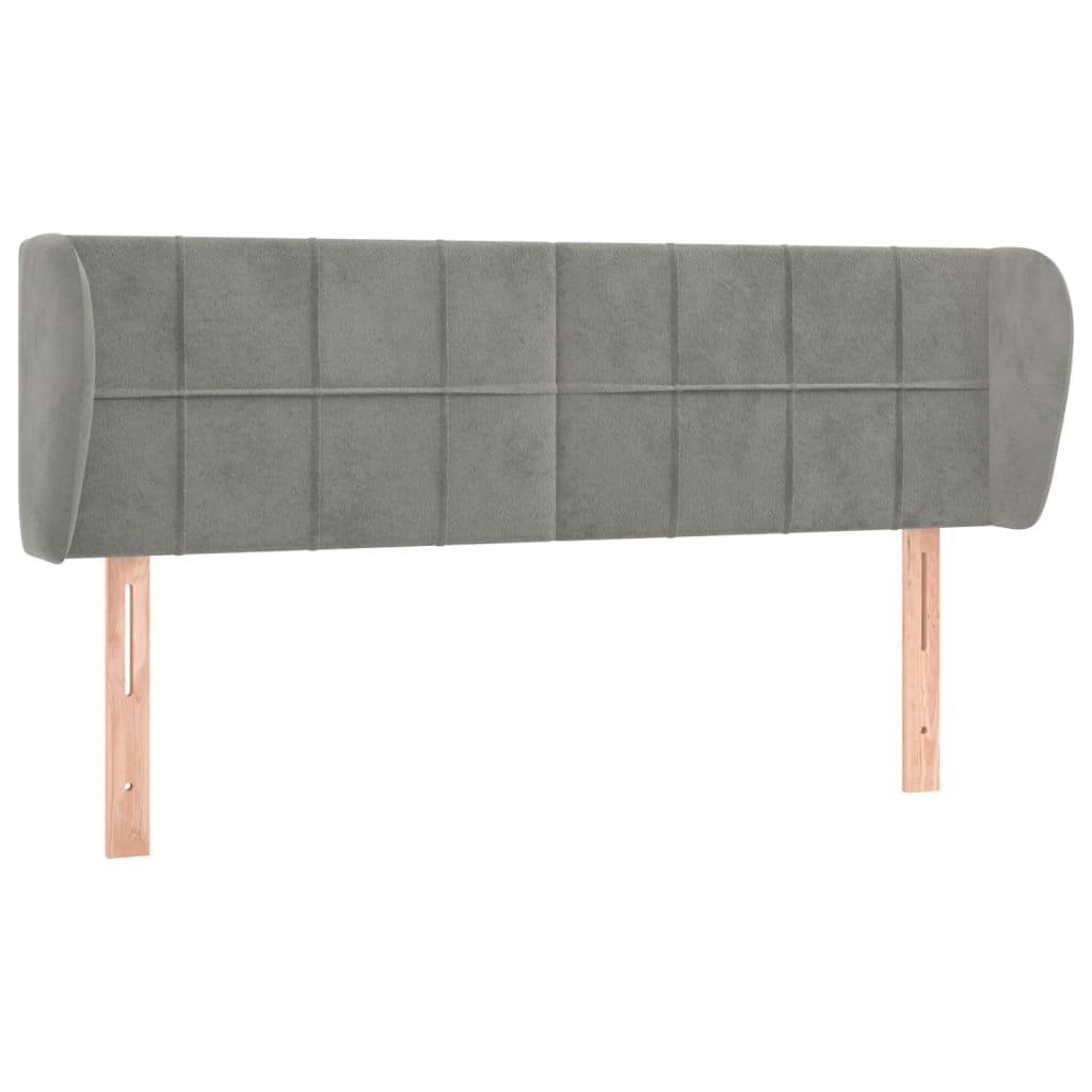 vidaXL Tête de lit à oreilles Gris clair 147x23x78/88 cm Velours