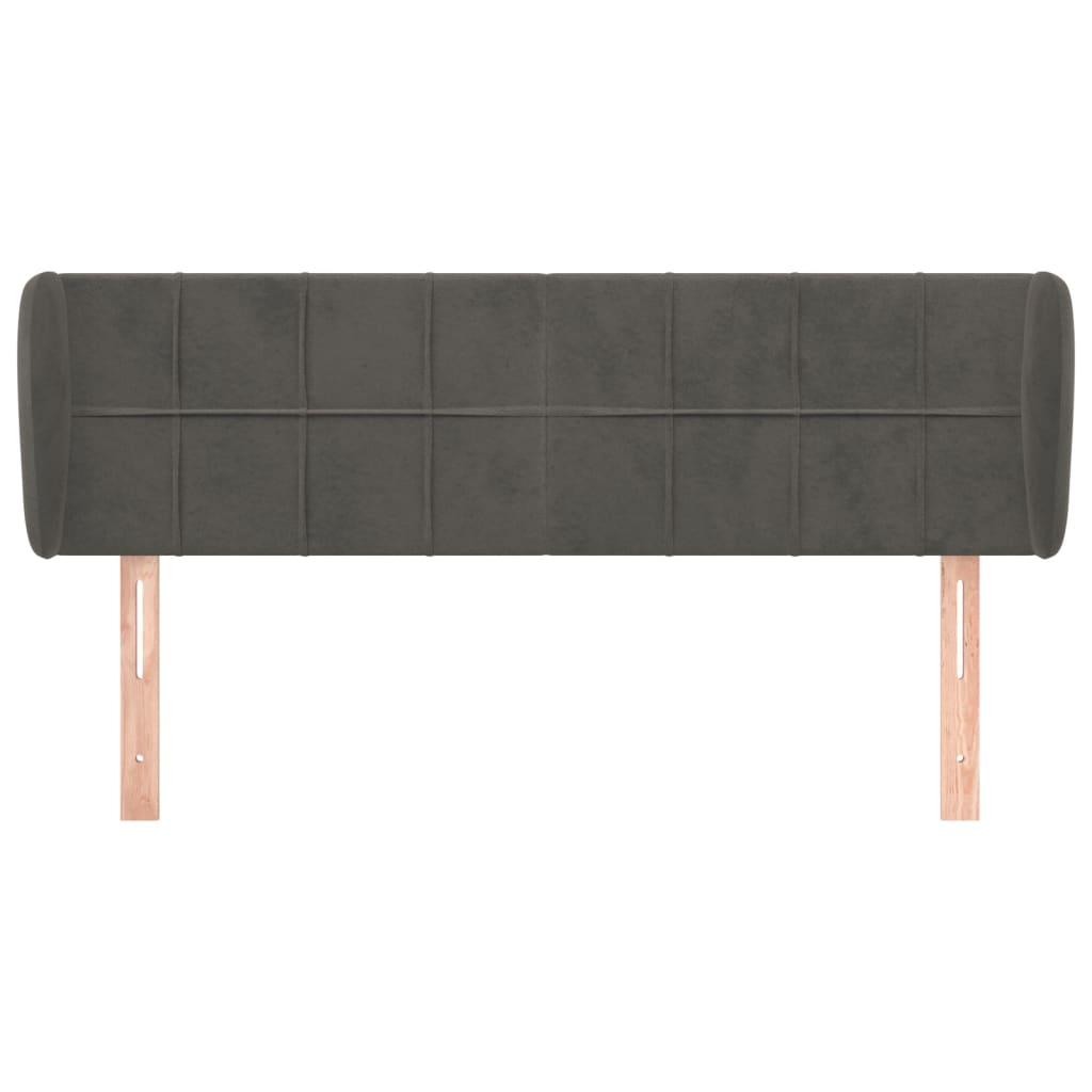 vidaXL Tête de lit à oreilles Gris foncé 147x23x78/88 cm Velours