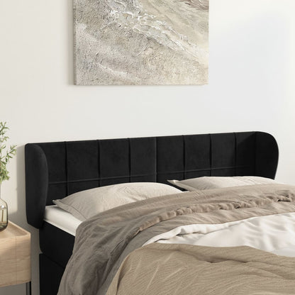 vidaXL Tête de lit à oreilles Noir 147x23x78/88 cm Velours