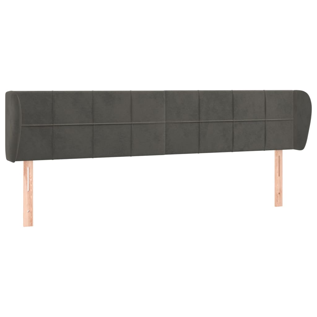 vidaXL Tête de lit à oreilles Gris foncé 163x23x78/88 cm Velours