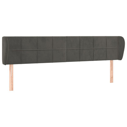 vidaXL Tête de lit à oreilles Gris foncé 163x23x78/88 cm Velours