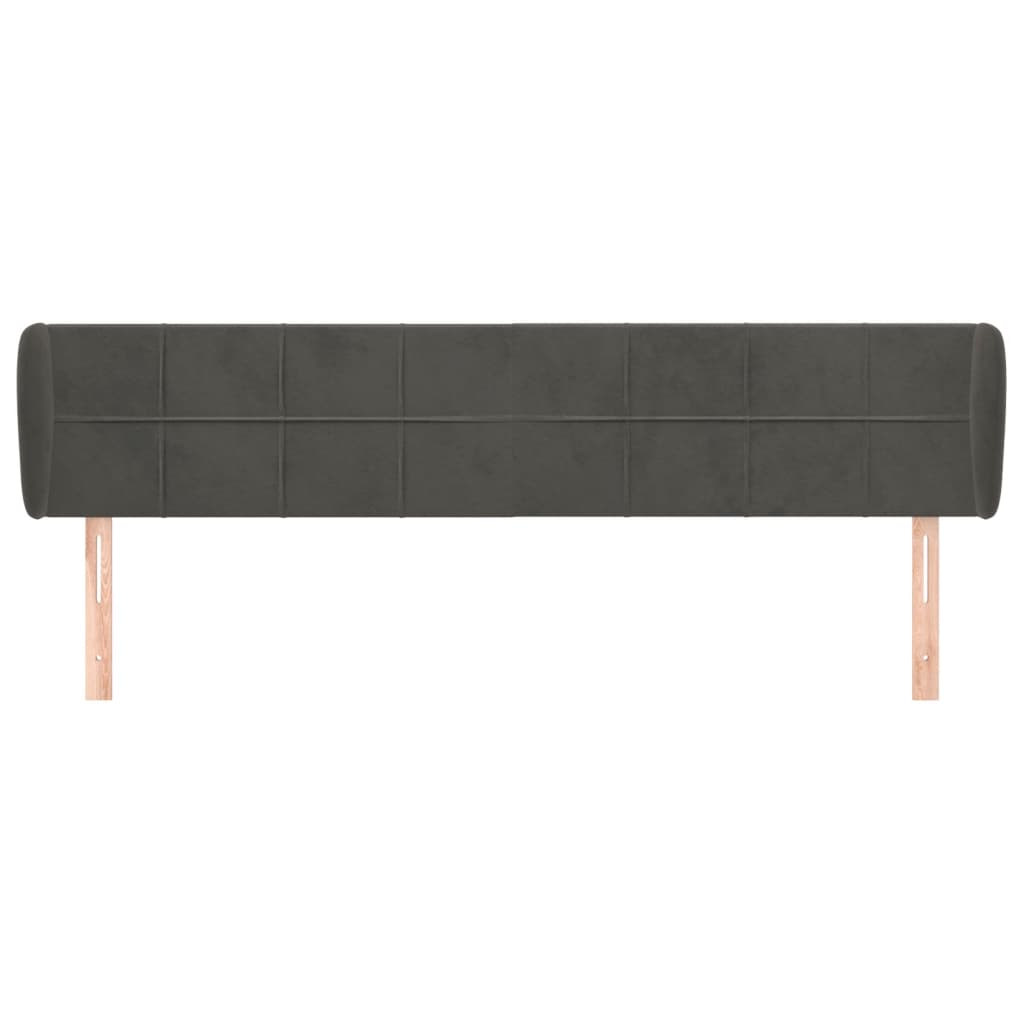 vidaXL Tête de lit à oreilles Gris foncé 163x23x78/88 cm Velours