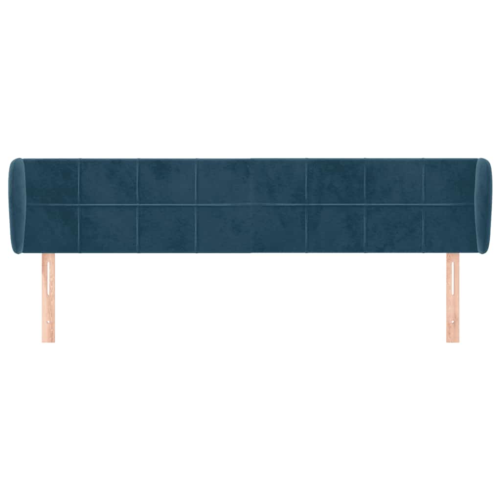 vidaXL Kopfteil mit Ohren Dunkelblau 163x23x78/88 cm Samt