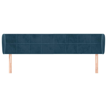 vidaXL Kopfteil mit Ohren Dunkelblau 163x23x78/88 cm Samt
