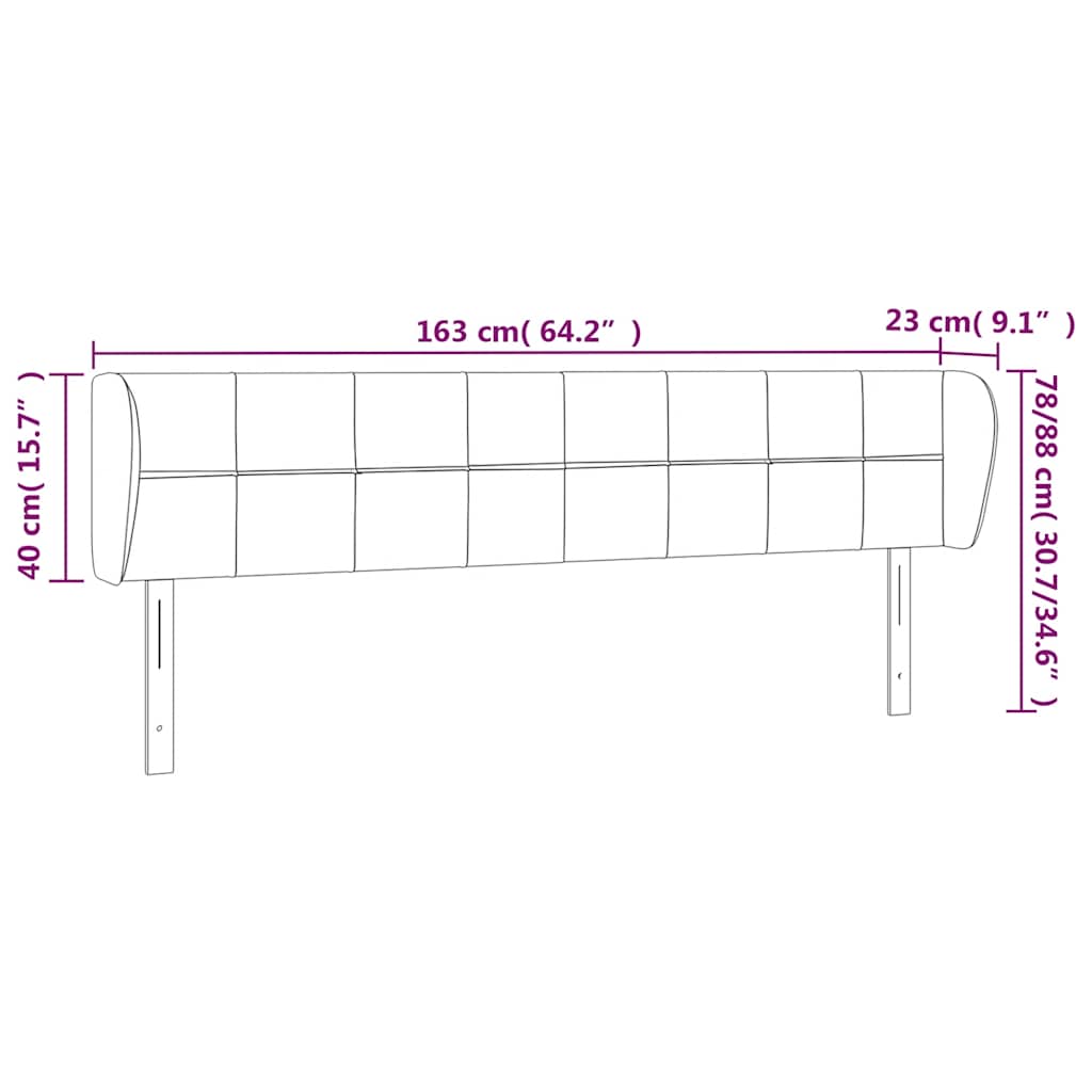 vidaXL Kopfteil mit Ohren Dunkelblau 163x23x78/88 cm Samt