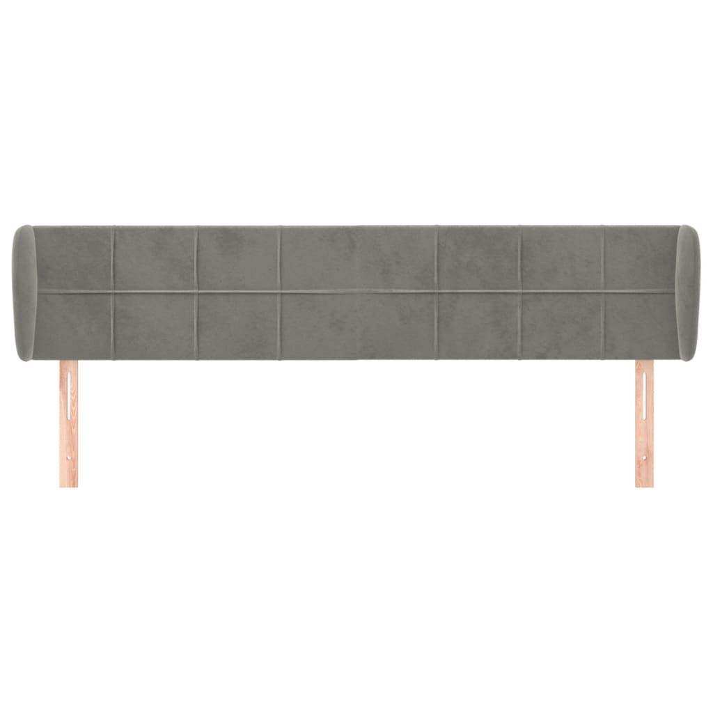 vidaXL Kopfteil mit Ohren Hellgrau 183x23x78/88 cm Samt