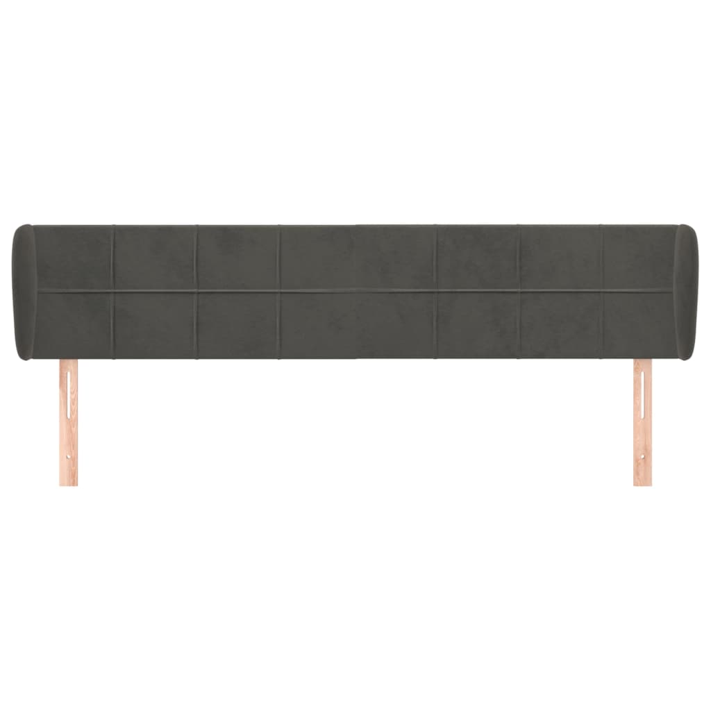 vidaXL Tête de lit avec oreilles Gris foncé 183x23x78/88 cm Velours