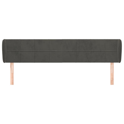 vidaXL Tête de lit avec oreilles Gris foncé 183x23x78/88 cm Velours