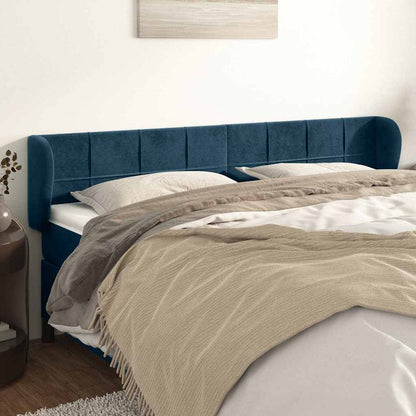 vidaXL Tête de lit à oreilles Bleu foncé 183x23x78/88 cm Velours