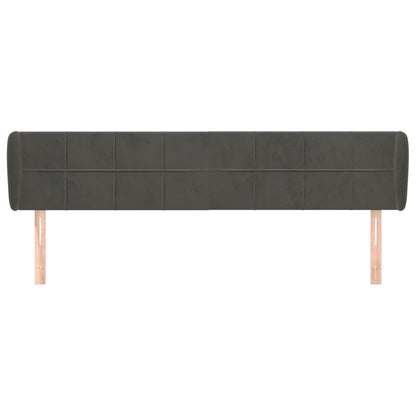 vidaXL Kopfteil mit Ohren Dunkelgrau 203x23x78/88 cm Samt
