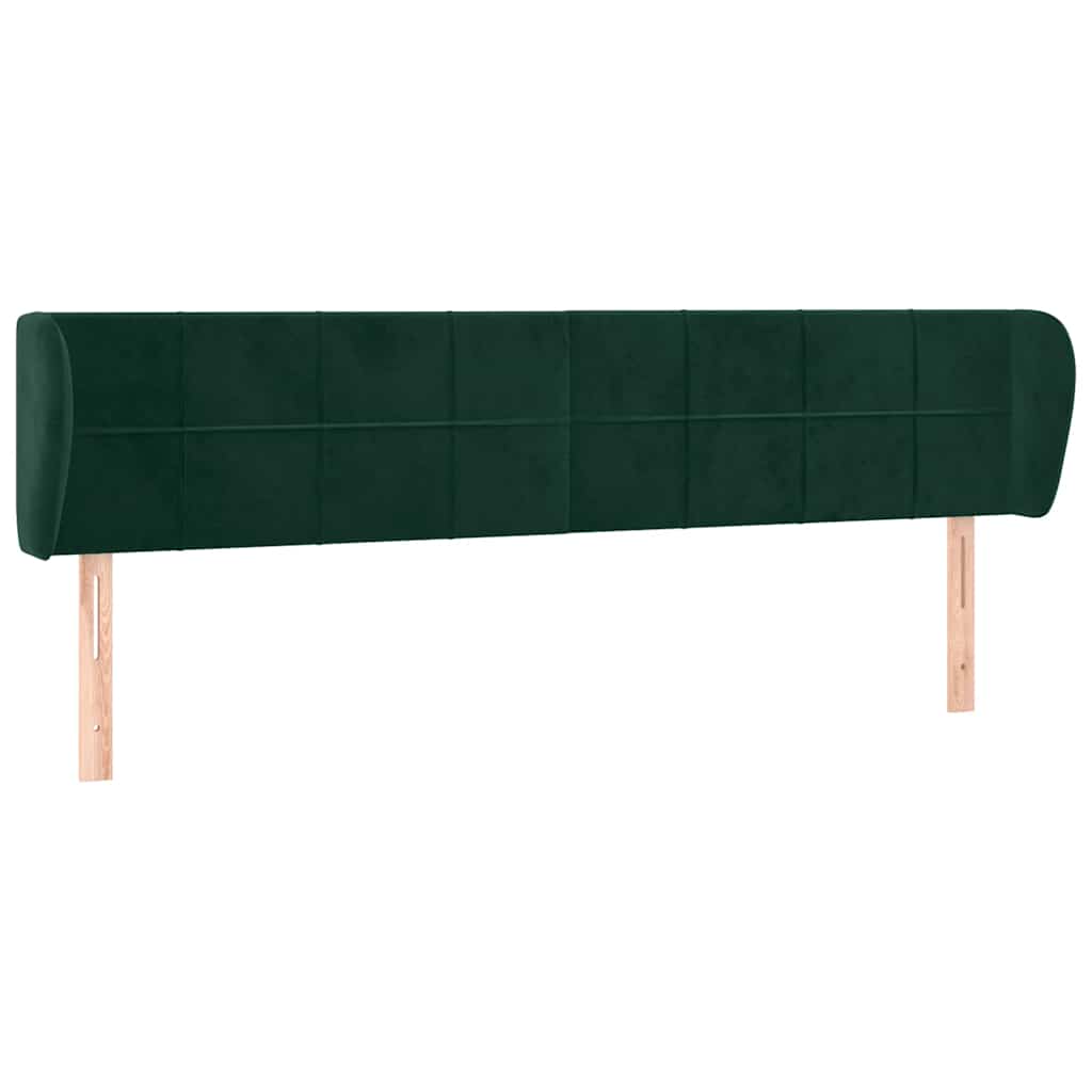 vidaXL Tête de lit à oreilles Vert foncé 203x23x78/88 cm Velours