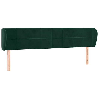 vidaXL Tête de lit à oreilles Vert foncé 203x23x78/88 cm Velours