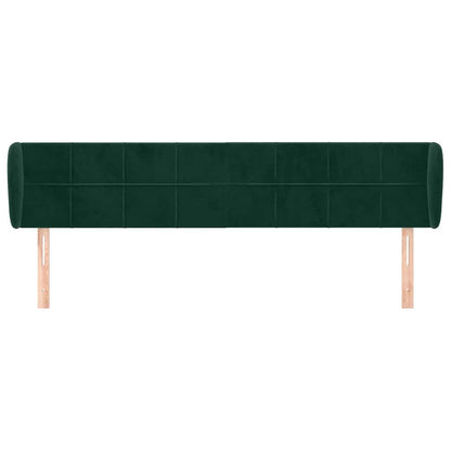 vidaXL Tête de lit à oreilles Vert foncé 203x23x78/88 cm Velours