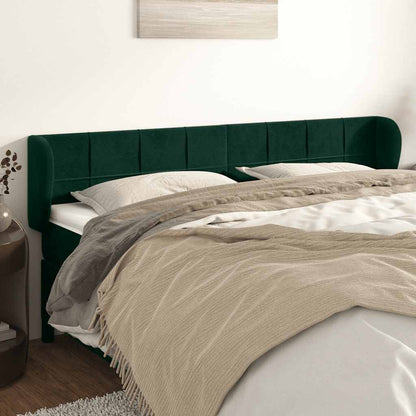 vidaXL Tête de lit à oreilles Vert foncé 203x23x78/88 cm Velours