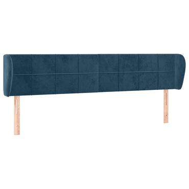 vidaXL Kopfteil mit Ohren Dunkelblau 203x23x78/88 cm Samt