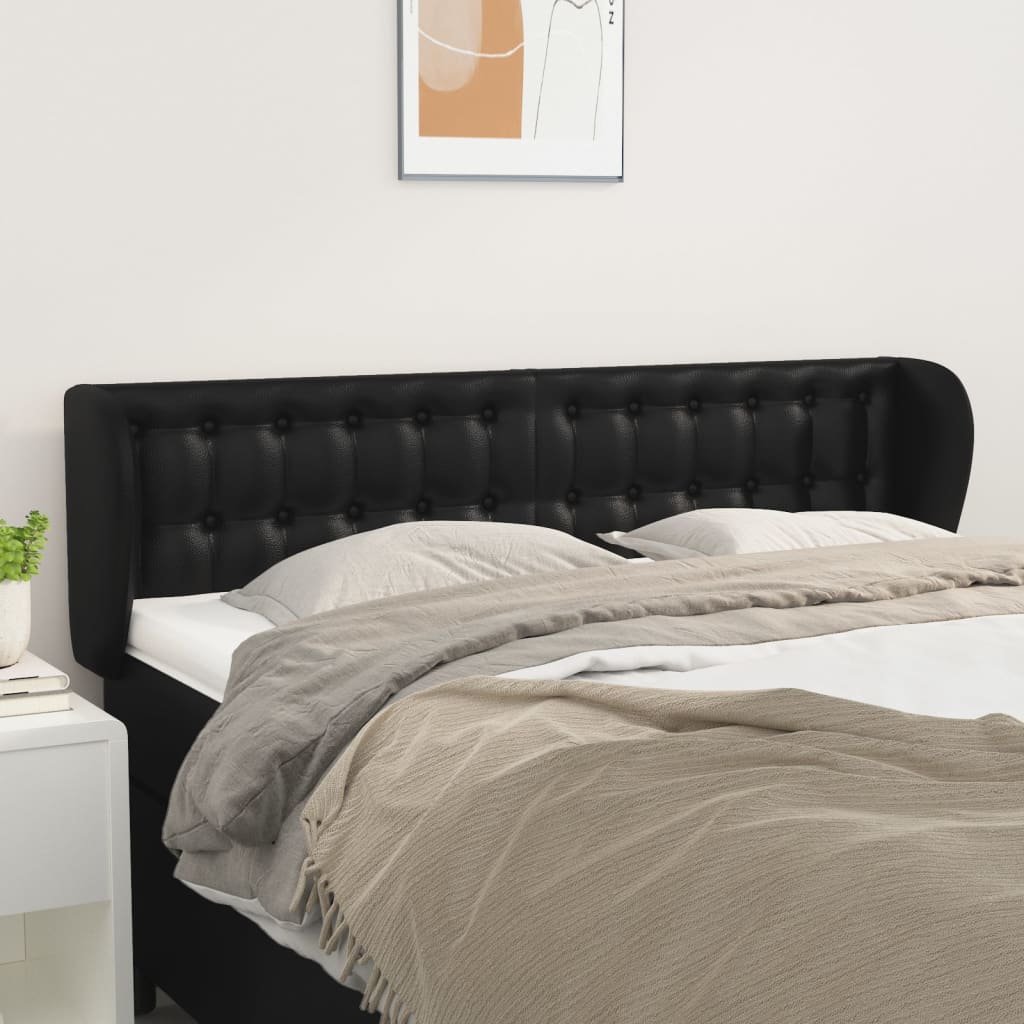 vidaXL Tête de lit à oreilles Noir 147x23x78/88 cm Similicuir