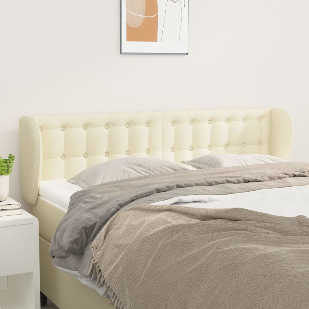 vidaXL Tête de lit à oreilles Crème 147x23x78/88 cm Similicuir
