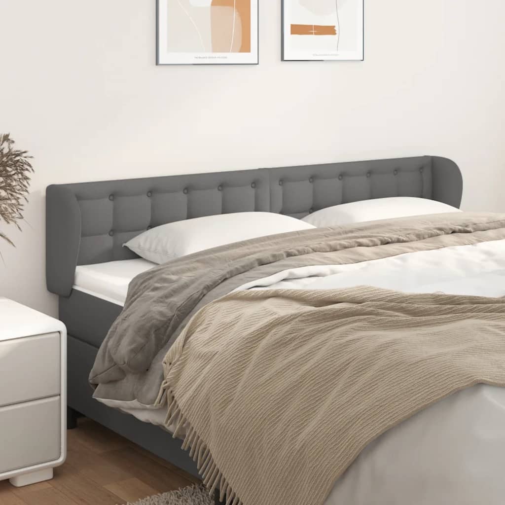 vidaXL Kopfteil mit Ohren Grau 163x23x78/88 cm Kunstleder