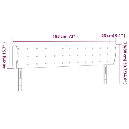 vidaXL Kopfteil mit Ohren Grau 183x23x78/88 cm Kunstleder