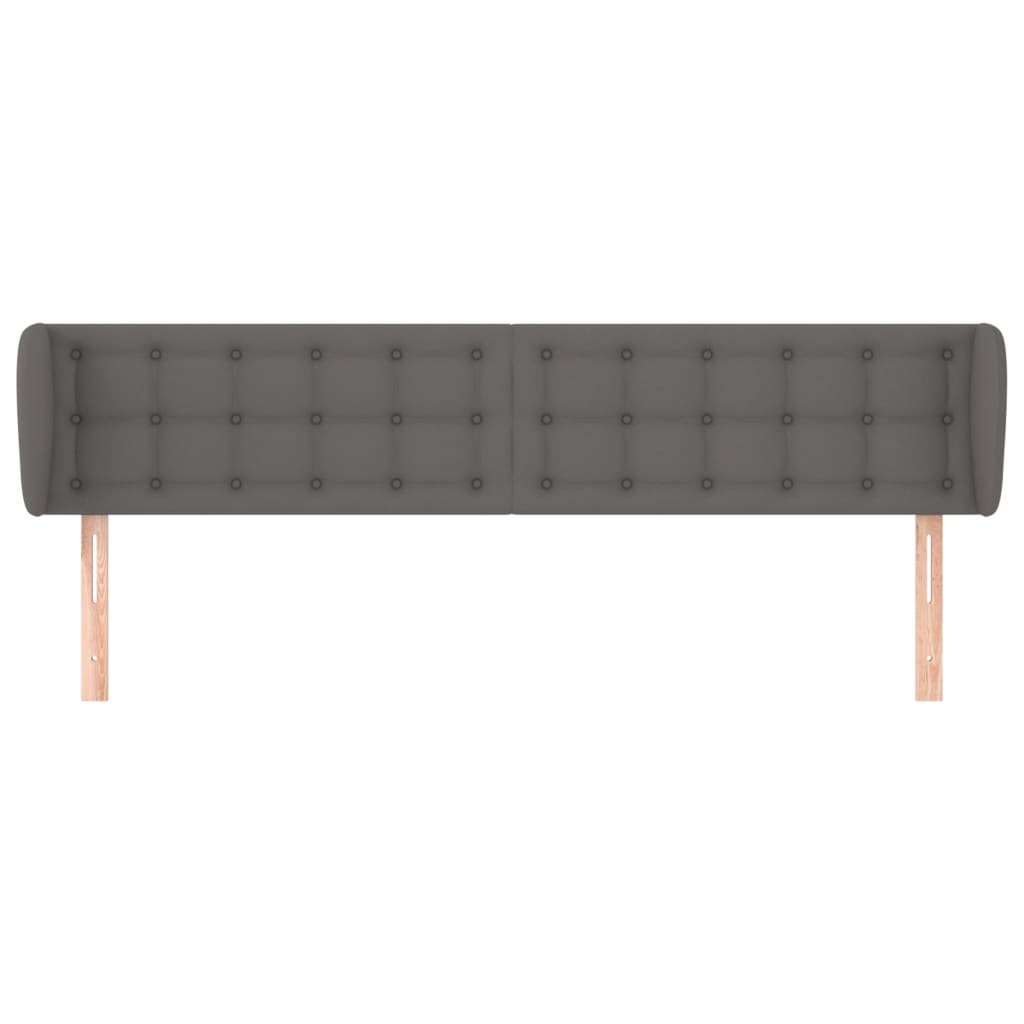 vidaXL Kopfteil mit Ohren Grau 203x23x78/88 cm Kunstleder
