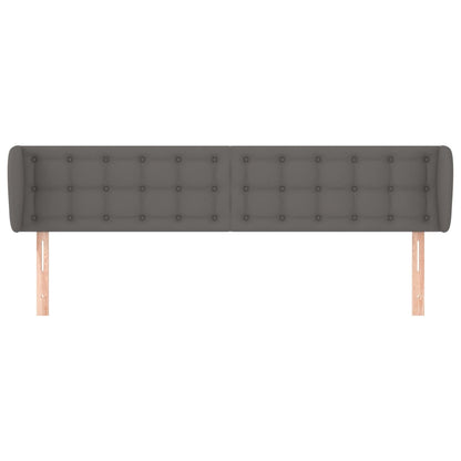 vidaXL Kopfteil mit Ohren Grau 203x23x78/88 cm Kunstleder