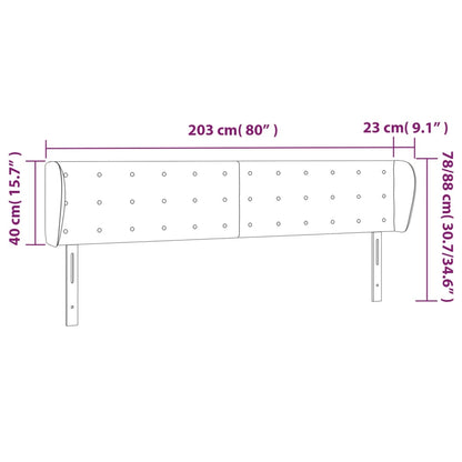 vidaXL Kopfteil mit Ohren Grau 203x23x78/88 cm Kunstleder
