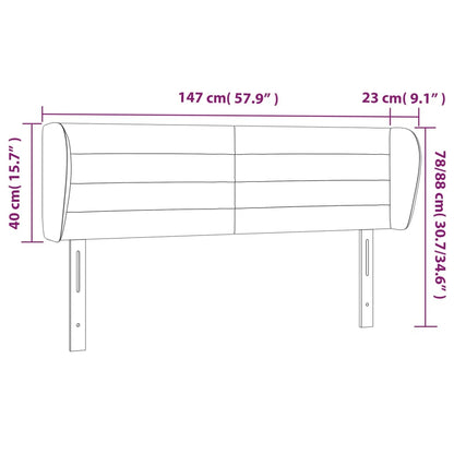 vidaXL Kopfteil mit Ohren Schwarz 147x23x78/88 cm Stoff