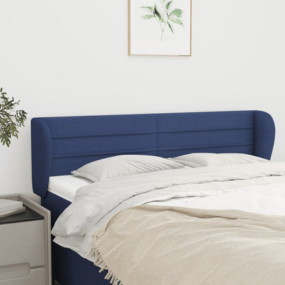 vidaXL Tête de lit à oreilles Bleu 147x23x78/88 cm Tissu
