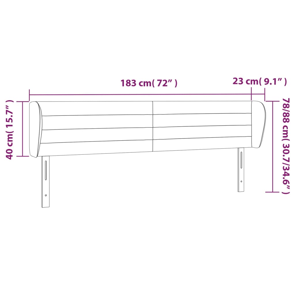 vidaXL Kopfteil mit Ohren Dunkelbraun 183x23x78/88 cm Stoff