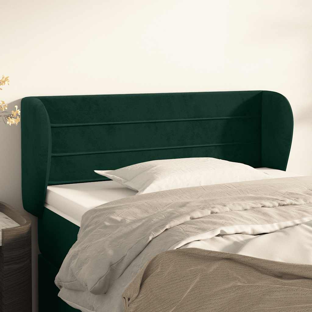 vidaXL Kopfteil mit Ohren Dunkelgrün 103x23x78/88 cm Samt